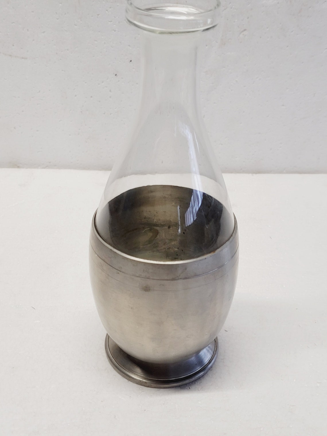 Vintage Colonial Pewter and Flower Glass Vase by Boardman 307 Etsy