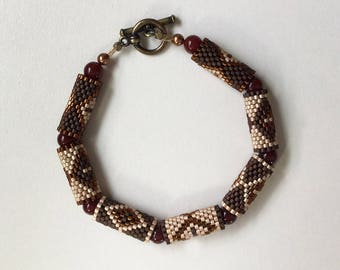 Geometric Beaded & Carnelian Bracelet