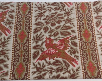 French vintage fabric with a bird design