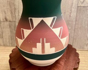 Sioux Pottery Vase Signed Little Thunder Handmade Native