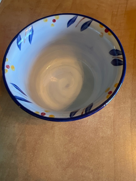 Temptations Bowl Old World by Tara Blue and Yellow Flowers