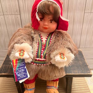 Vintage Folk Art Doll in Traditional Dress Erkki Juopperi Finland Lappish Dolls Toys New with Tags Gift Ideas Childs Toy