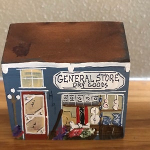Hand Painted Small Wooden Building General Store Artist Signed Miniature Buildings Country Home Decor Decor Gifts Cottage Farmhouse