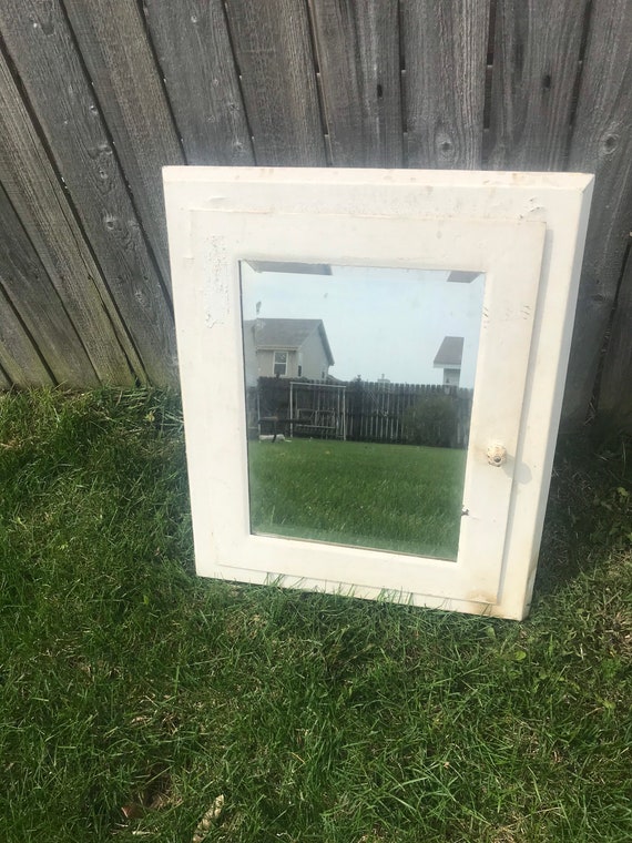 Vintage metal medicine cabinet clearance with mirror