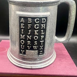 Vintage Pewter Mug Childrens Drinkware ABC Alphabet Back To School Teacher Gifts Kids Mugs
