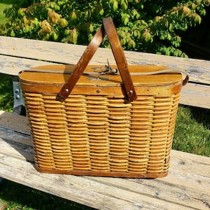 HAWKEYE Refrigerator Basket Vintage Picnic Rustic Home Wedding Card Box Cabin Chalet Decor Farmhouse Zinc Lined Fishing Baskets Food Storage