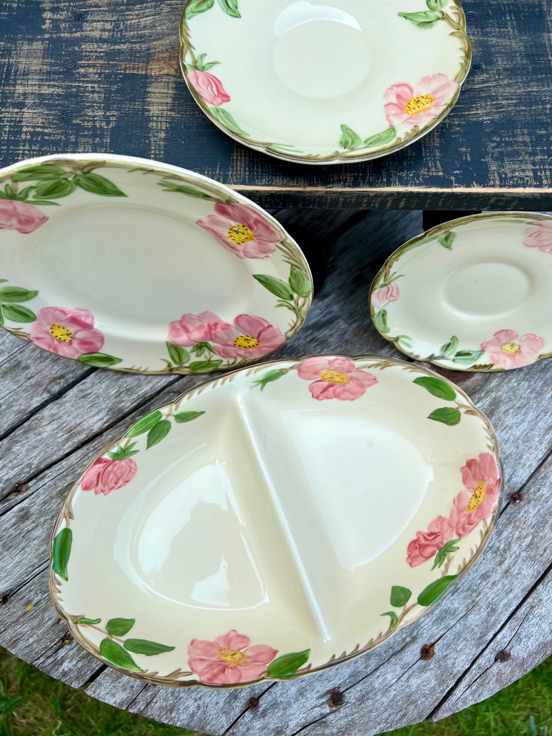 Franciscan Dinnerware Pink Flowers Divided Dish Salad Plate