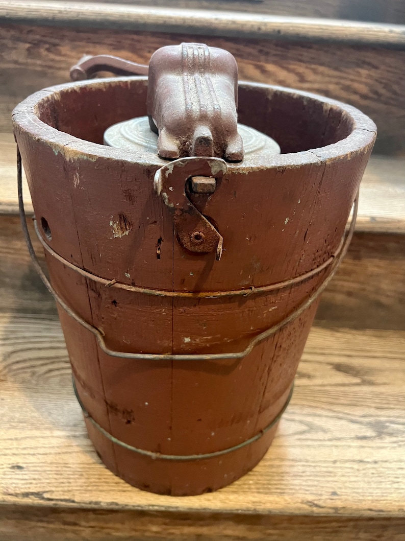Antique Hand Churn Ice Cream Maker/wooden Ice Cream Etsy