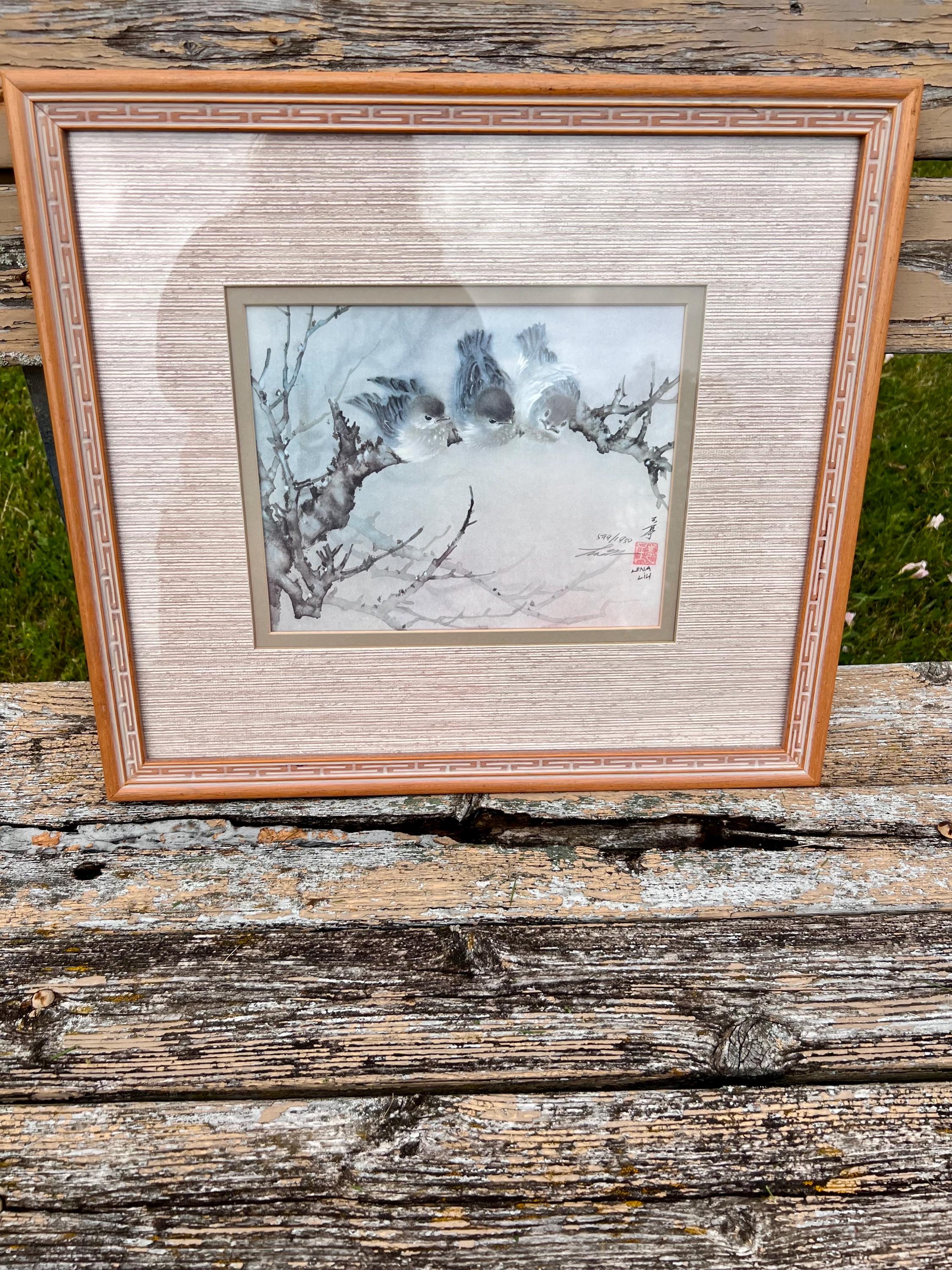 Lena Liu Signed and Numbered Bird Print Framed and Matted Birds
