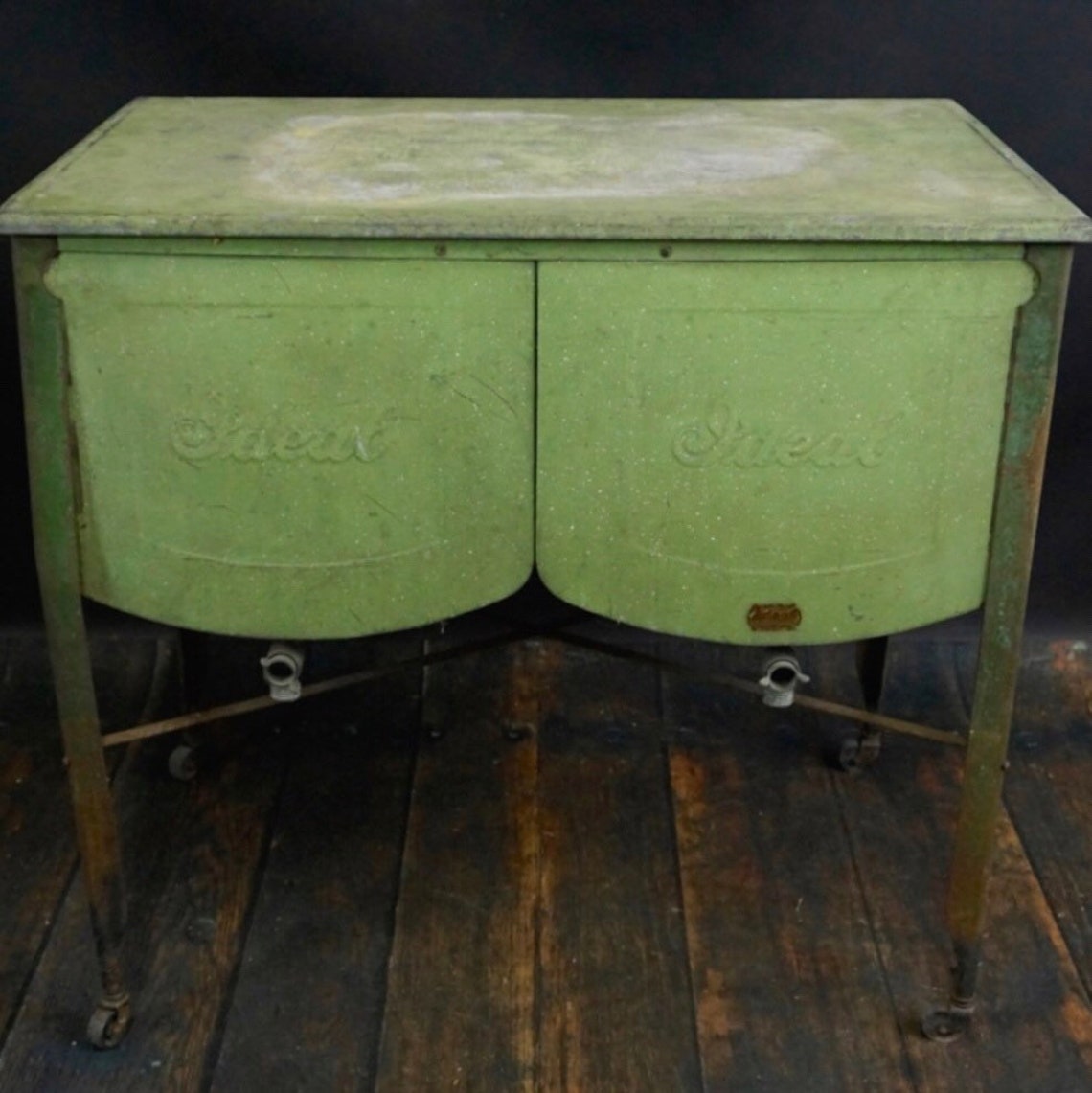 Vintage Ideal Double Wash Tub with Lid On Stand/Planter/Rustic Etsy