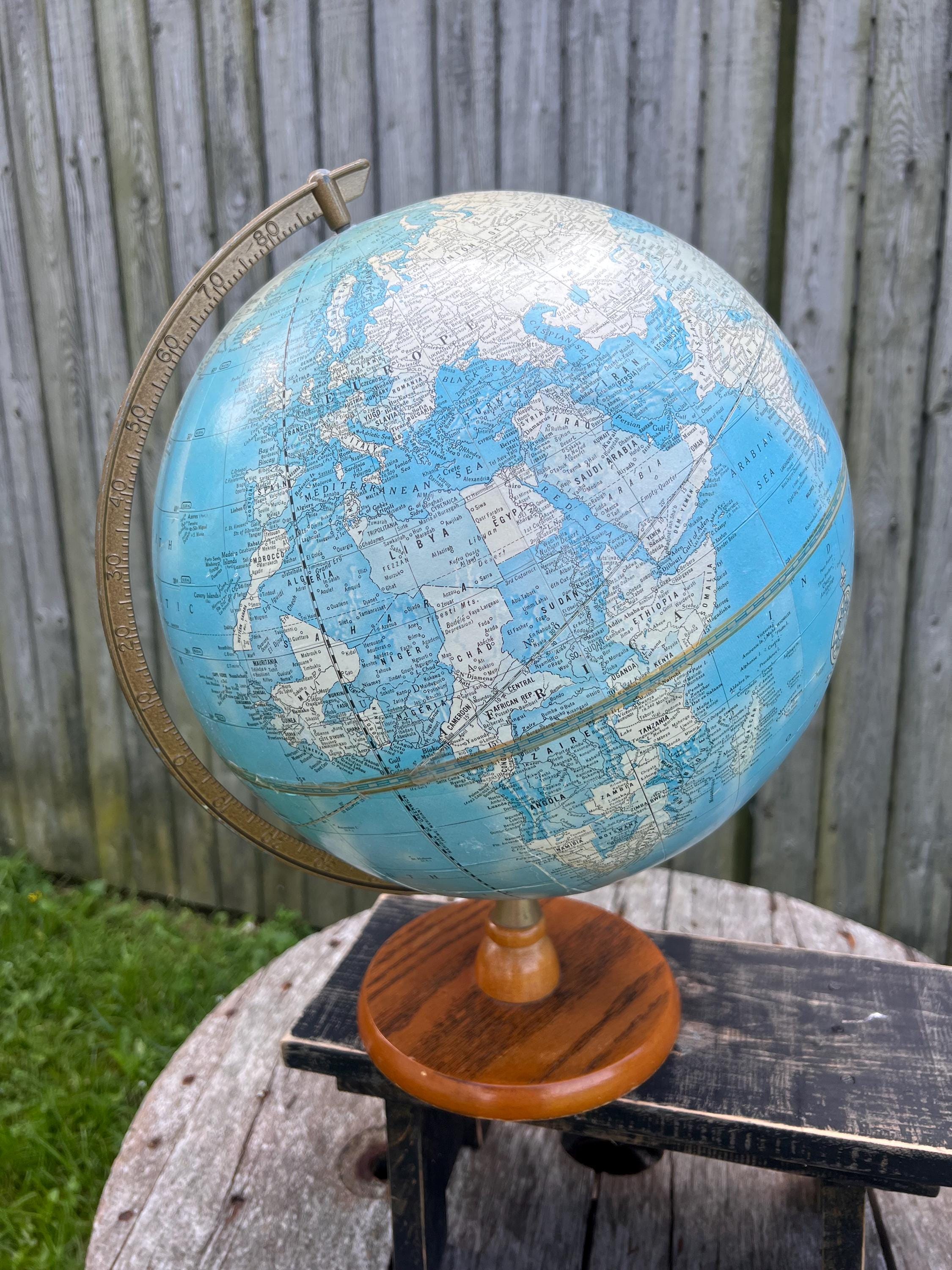 Vintage Crams Imperial World Globe With Wood Base Globes Tabletop