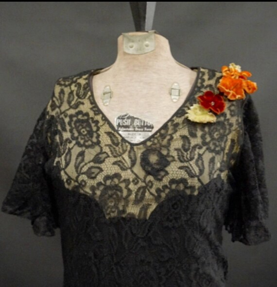 Vintage 1920s/30s Black Lace Cocktail Dress/women… - image 5