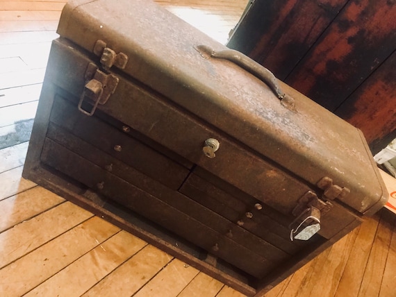 Antique Industrial Machinist Chest Tool Box Vintage