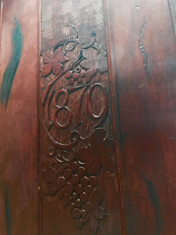 Wine Cask Barrel Antique 1879 Front W Cast Iron Bung Hand Etsy