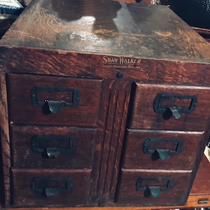 Shaw Walker Card Catalog/Antique Card Catalog/Storage/Office/Home Decor/Cabinet/Industrial Home Decor/Wood Card Catalog/Craft Room Storage