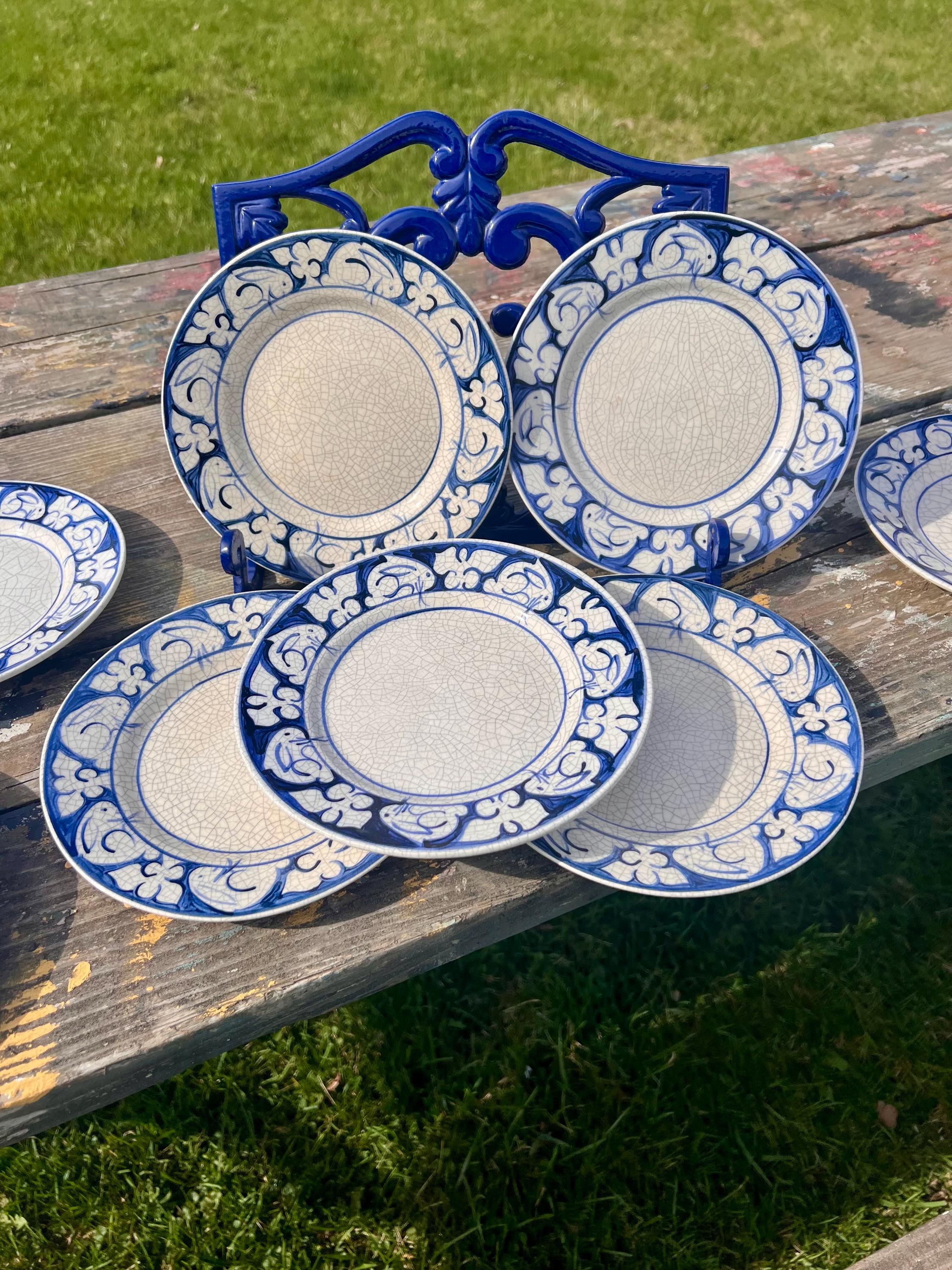 Vintage Dedham Pottery Bunny Salad Plates by the Potting Shed