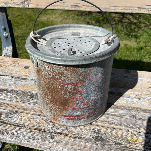 Vintage Frabills Minnow Bucket Min O Life Pail Galvanized Buckets Rustic Garden Planters Cabin Decor Farmhouse