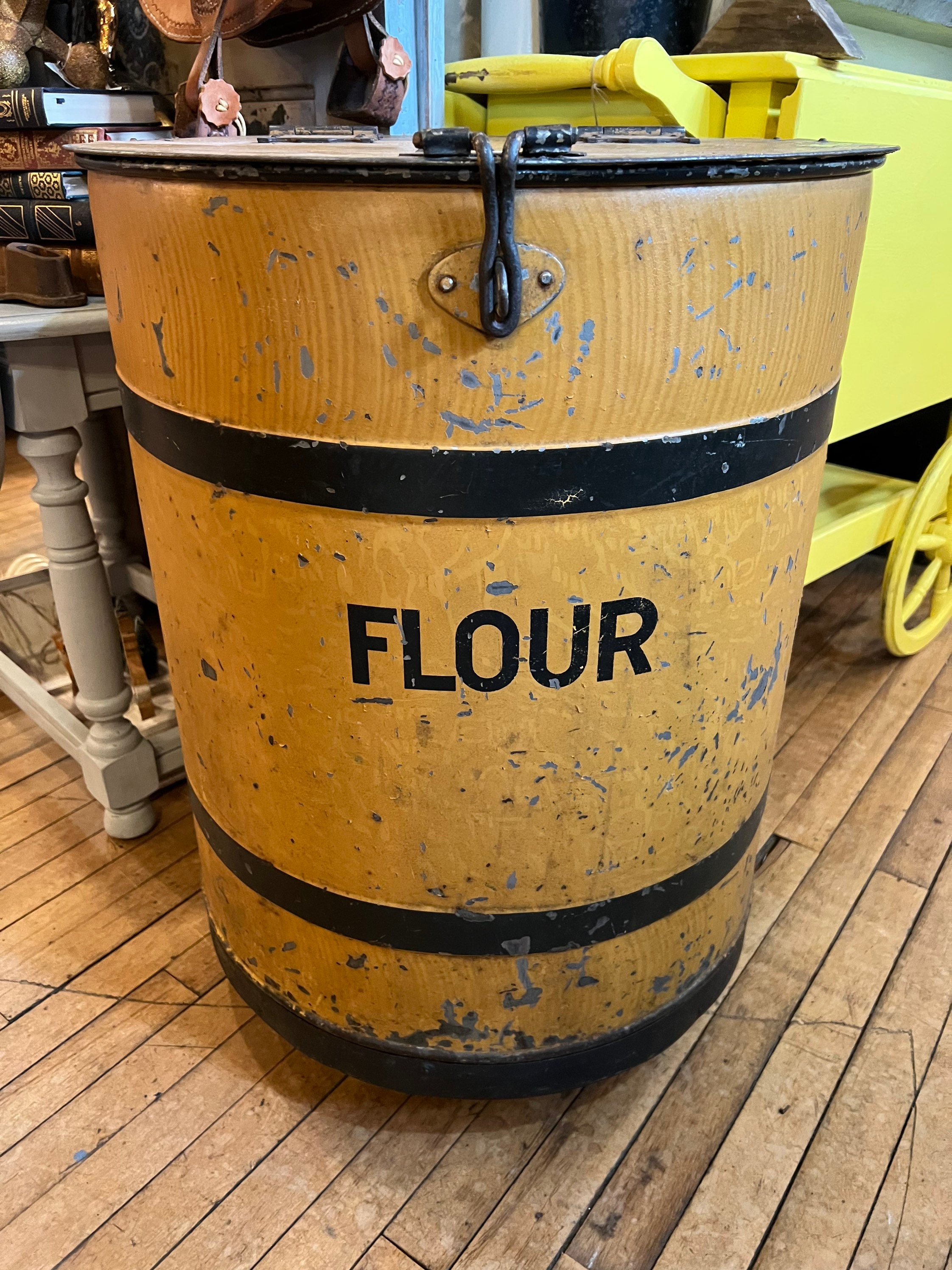 antique metal flour bin – 86 Vintage