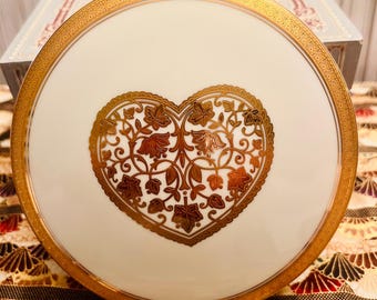 Vintage Mikasa Golden Heart Trinket Box Jewelry Dish Holder Gifts for Her Wedding Bridal Shower Gift for Mom Sister Friend Hearts Gold Gilt