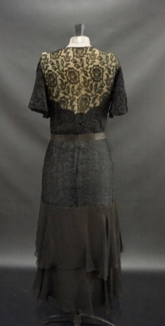 Vintage 1920s/30s Black Lace Cocktail Dress/women… - image 3