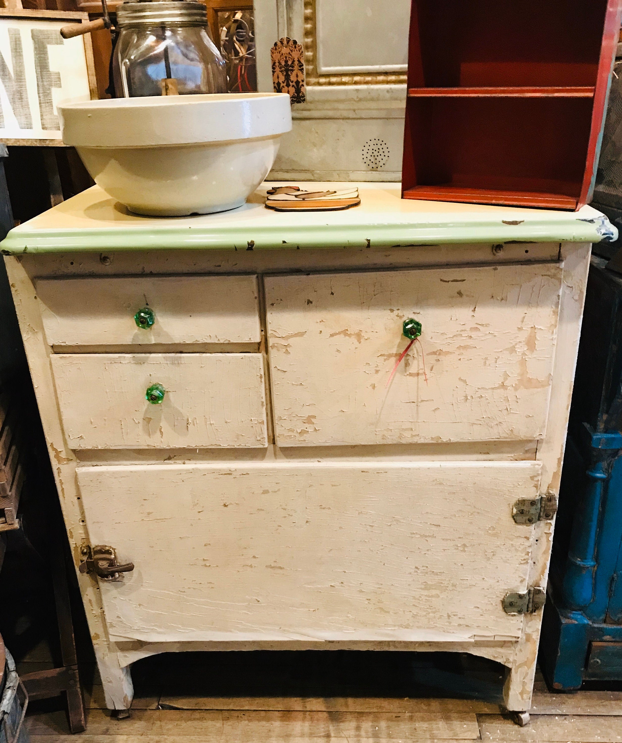 Vintage enamel outlet top cabinet