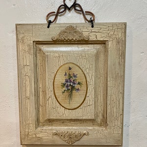 Botanical Art Wall Hanging Upcycled Cupboard Door Flowers French Country Cottage Chic Decor