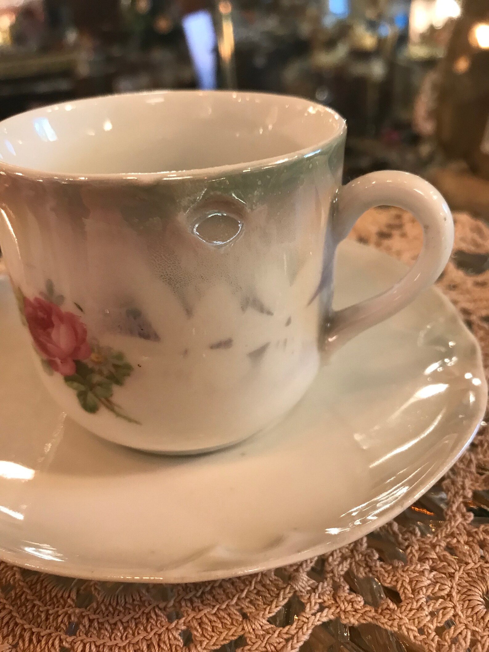 Vintage German Tea Cup and Saucer Set/Floral Lustre Tea Etsy