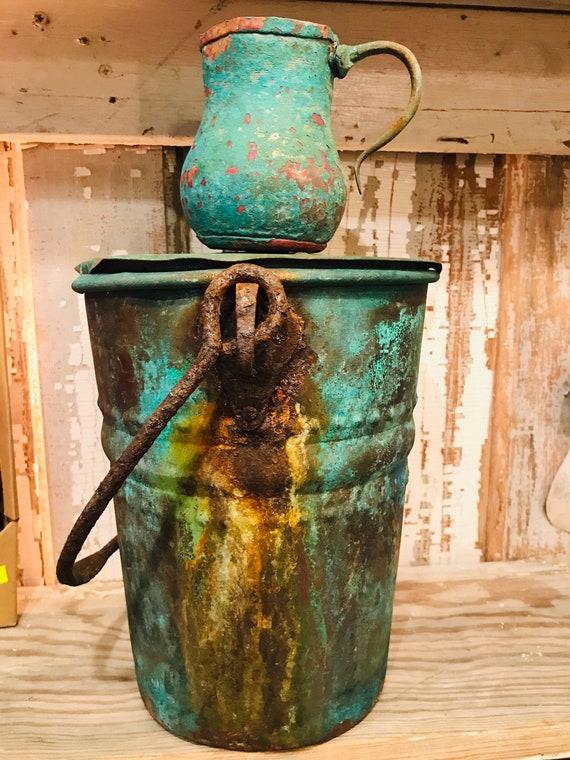 Antique Copper Pail Bucket Rustic Home Decor Ash Pail Water Bucket