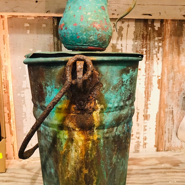 Antique Copper Pail Bucket Rustic Home Decor Ash Pail Water Bucket Berry Pail Milk Pail Cabin Decor Rustic Wedding Rustic Farmhouse Decor