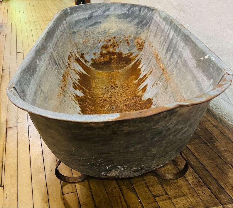 Large Zinc Bathtub Galvanized Tub Cowboy Bathtub Photography Etsy