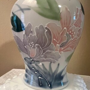 Vintage Japanese Porcelain Floral Vase Handpainted Flowers Pastels