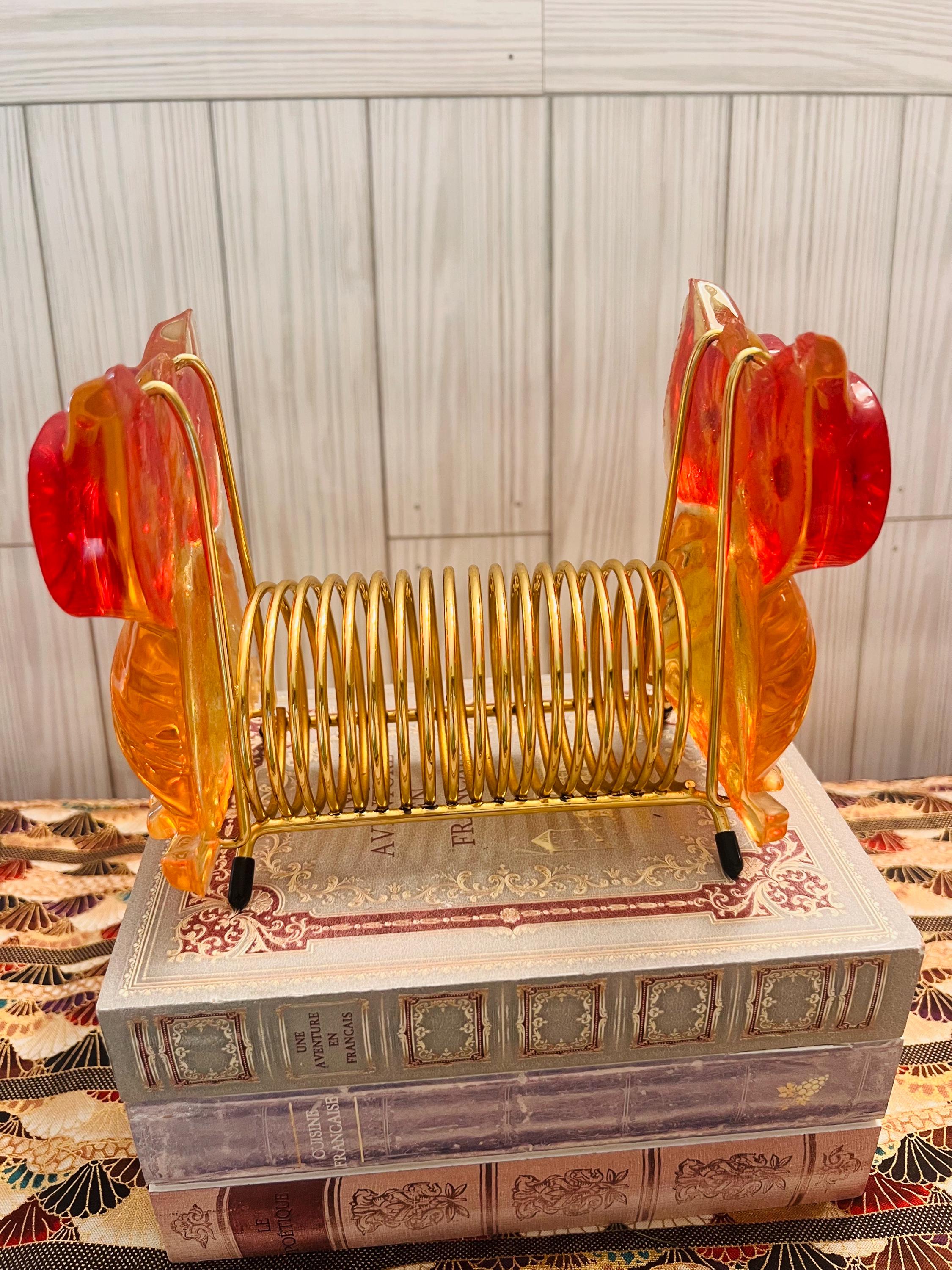 Lucite Owl Letter Napkin Holder With Coil Spring Whimsical Home