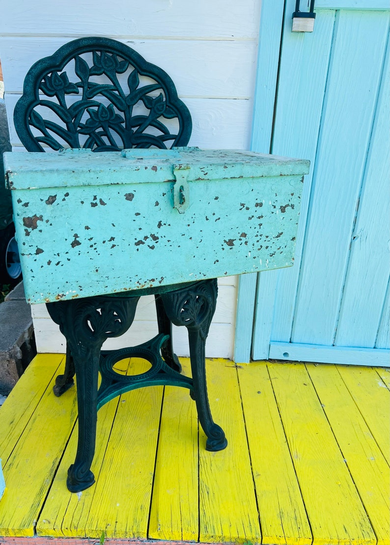 Vintage Metal Tool Box Chest Industrial Home Decor Chippy Etsy