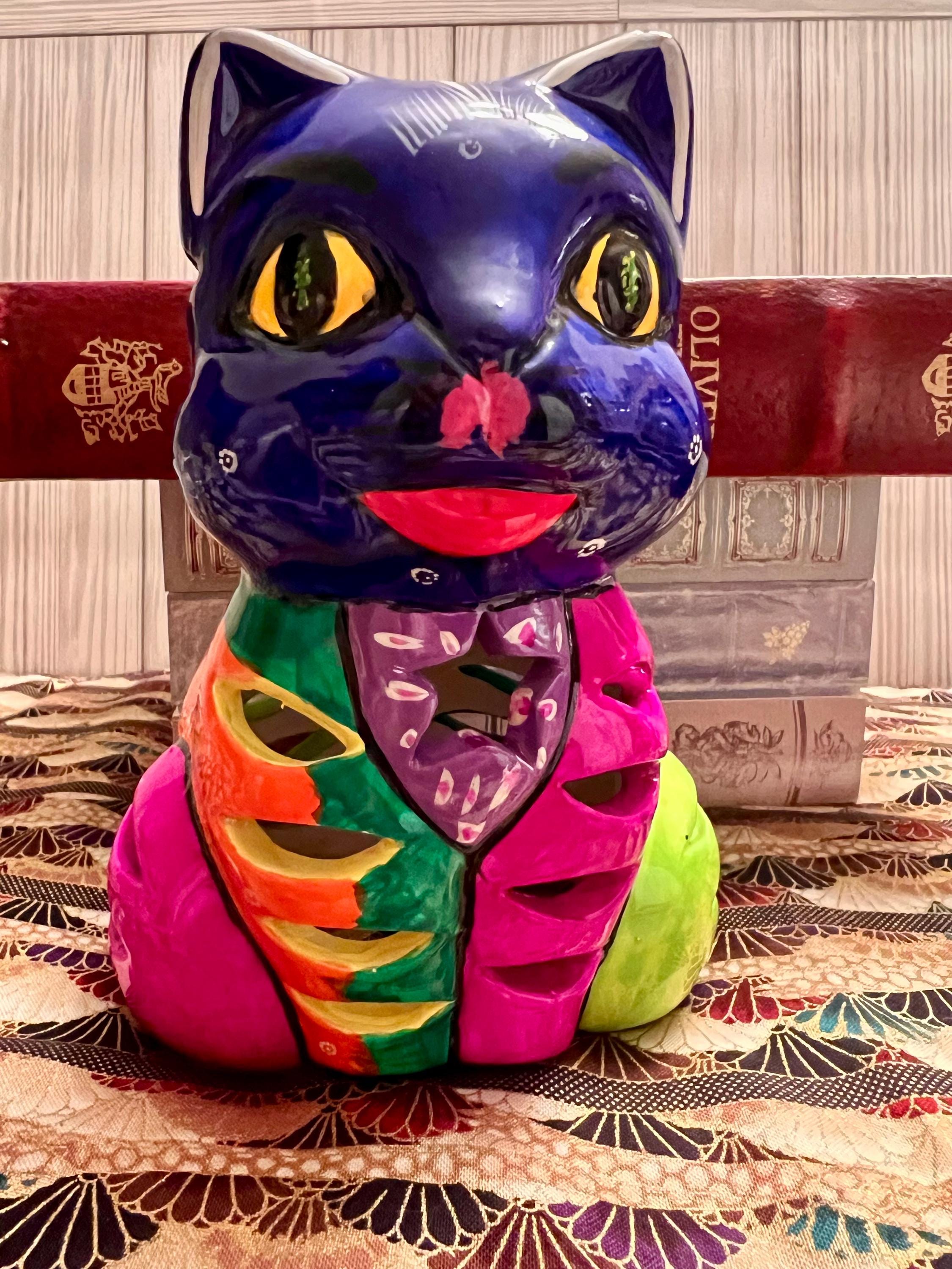 Vintage Mexican Pottery Cat Candle Luminary Lantern Gift Ideas