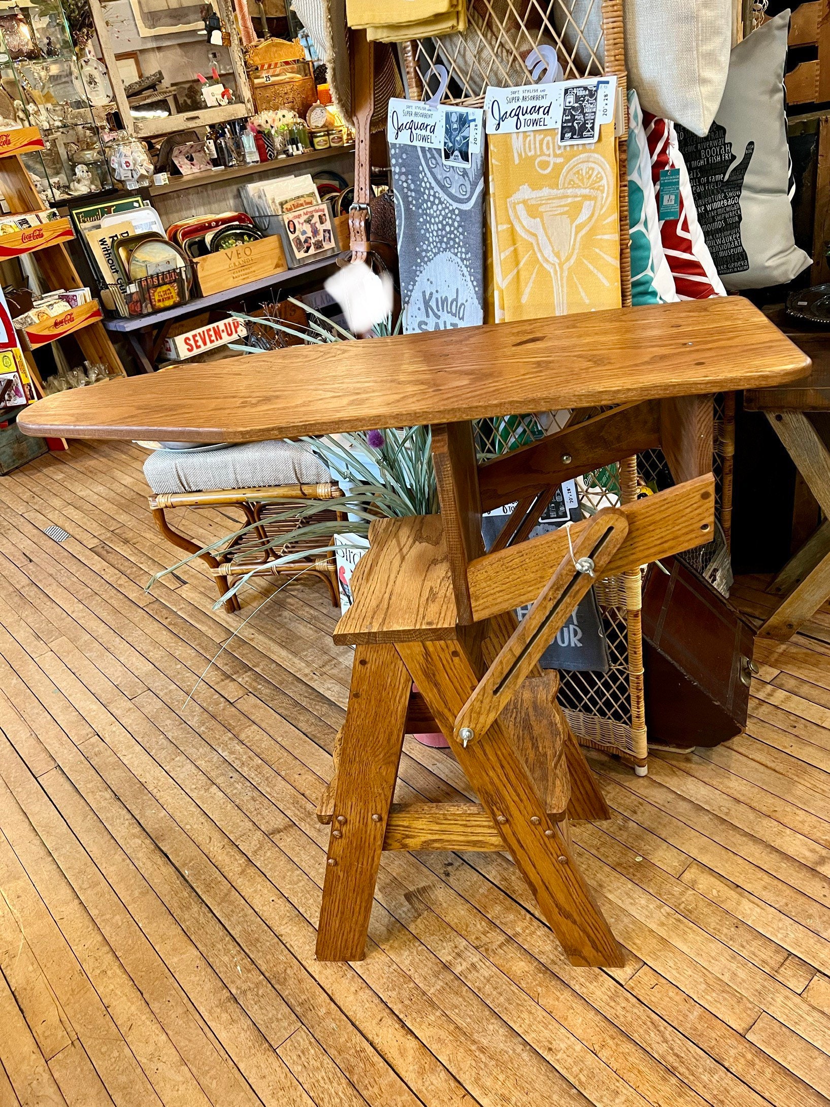 Ironing Board Step Stool Bench Amish Made Portable Solid Oak Hand