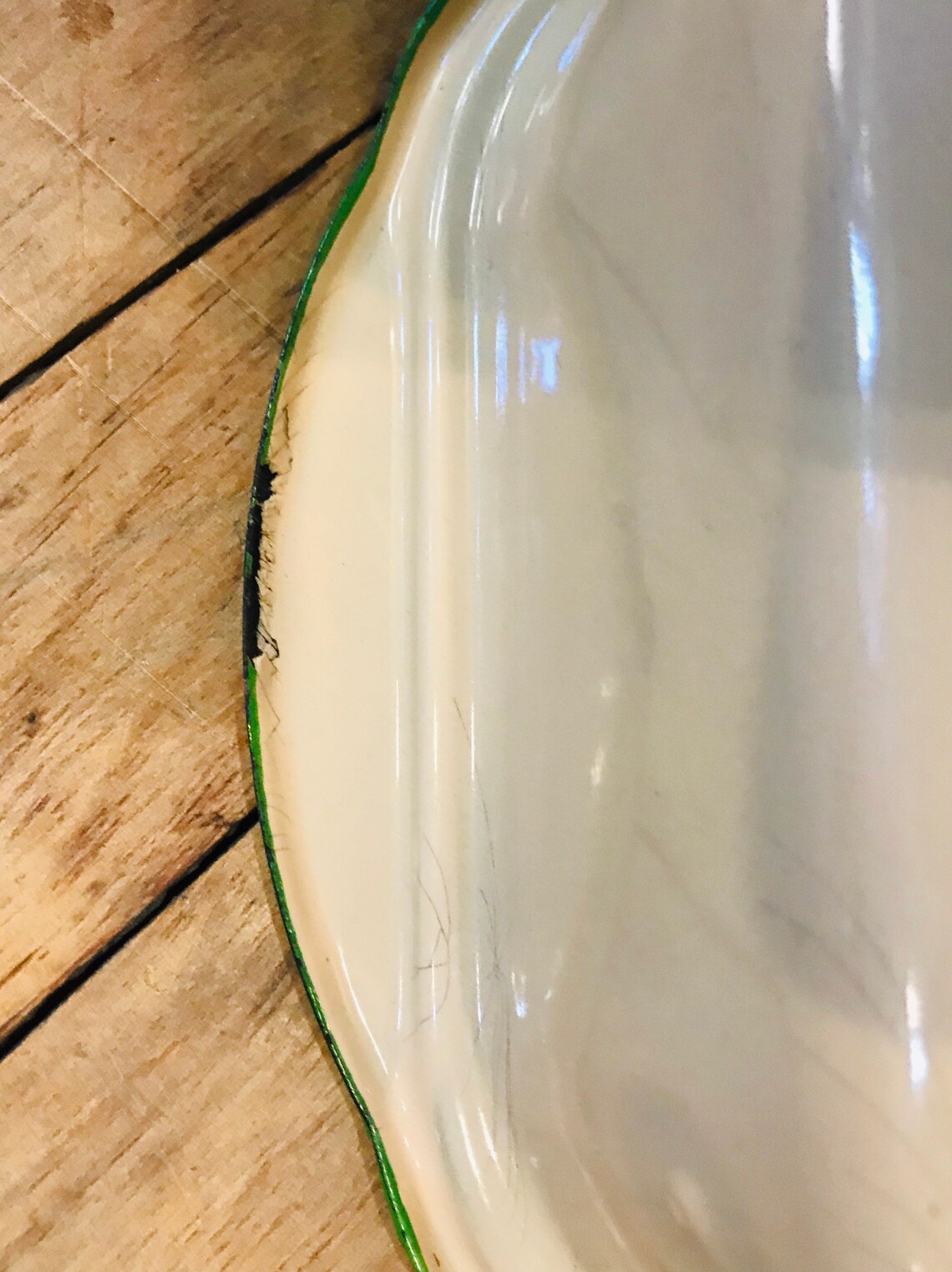 Vintage Cream and Green Enamelware Roasting Pans Casserole Etsy