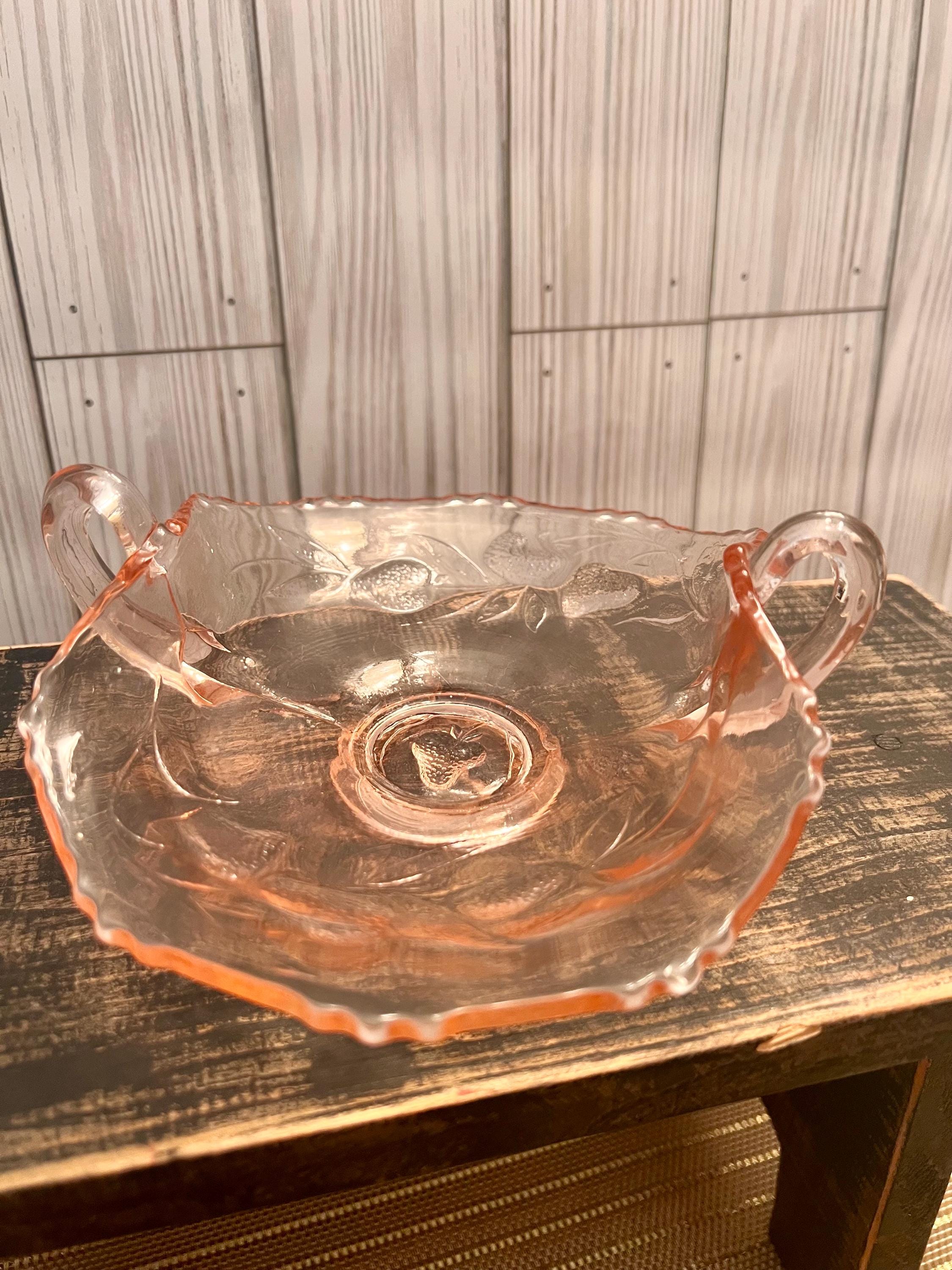 Pink Depression Glass Strawberry Dish