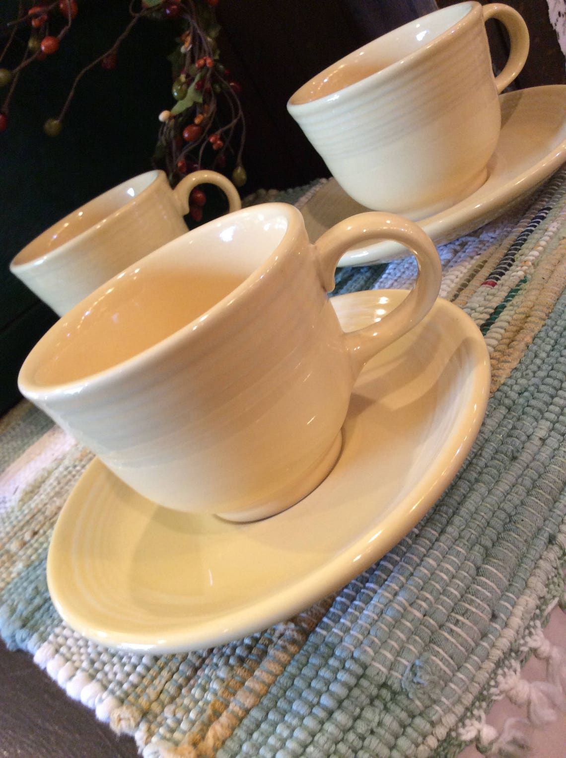 Fiesta Yellow Cups and Saucers/tea Set/homer Laughlin Etsy