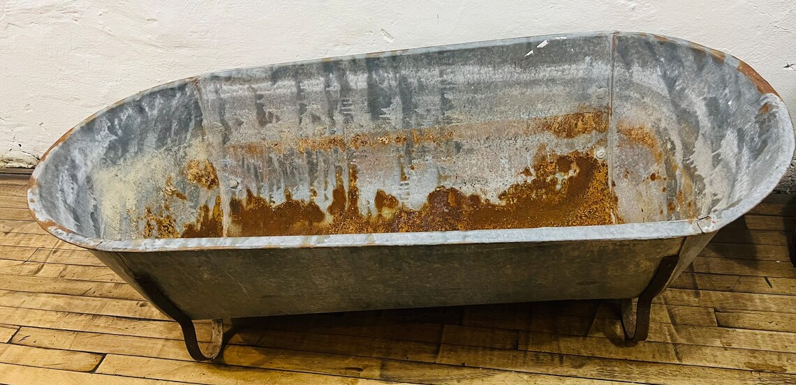 Large Zinc Bathtub Galvanized Tub Cowboy Bathtub Photography Etsy