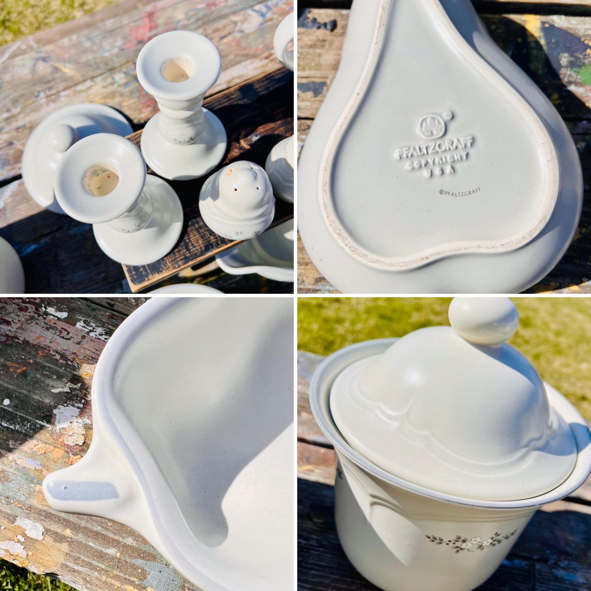 Pfaltzgraff Stoneware Canister Set Heirloom Grey and White Floral