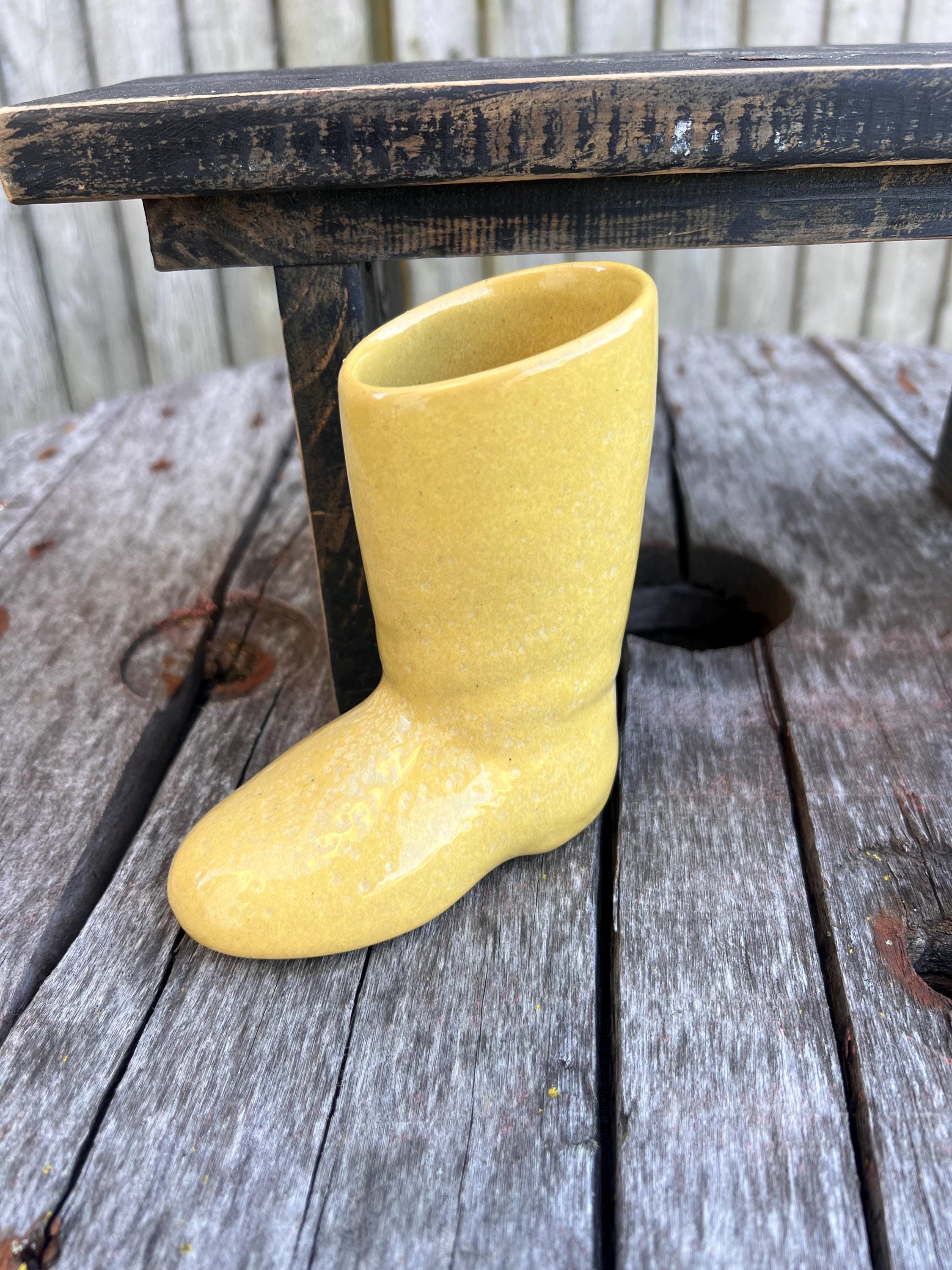Vintage Dryden Pottery Yellow Boot Vase Figural Flower Vases Spring…