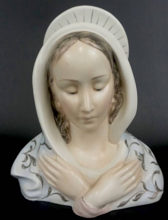 Vintage Madonna Head Statue/Bust Vase/Religious Figurines/Head Vase/Home Decor/Easter Gifts/Mothers Day Gifts/Religious Gifts/Planter/Vintag