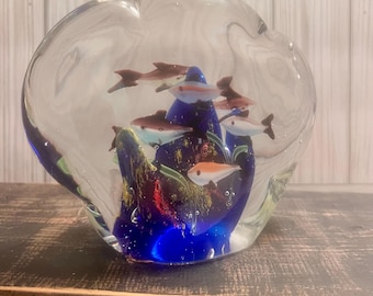 Murano Italian Large Art Glass Fish Aquarium 8 Angelfish Paperweight ...