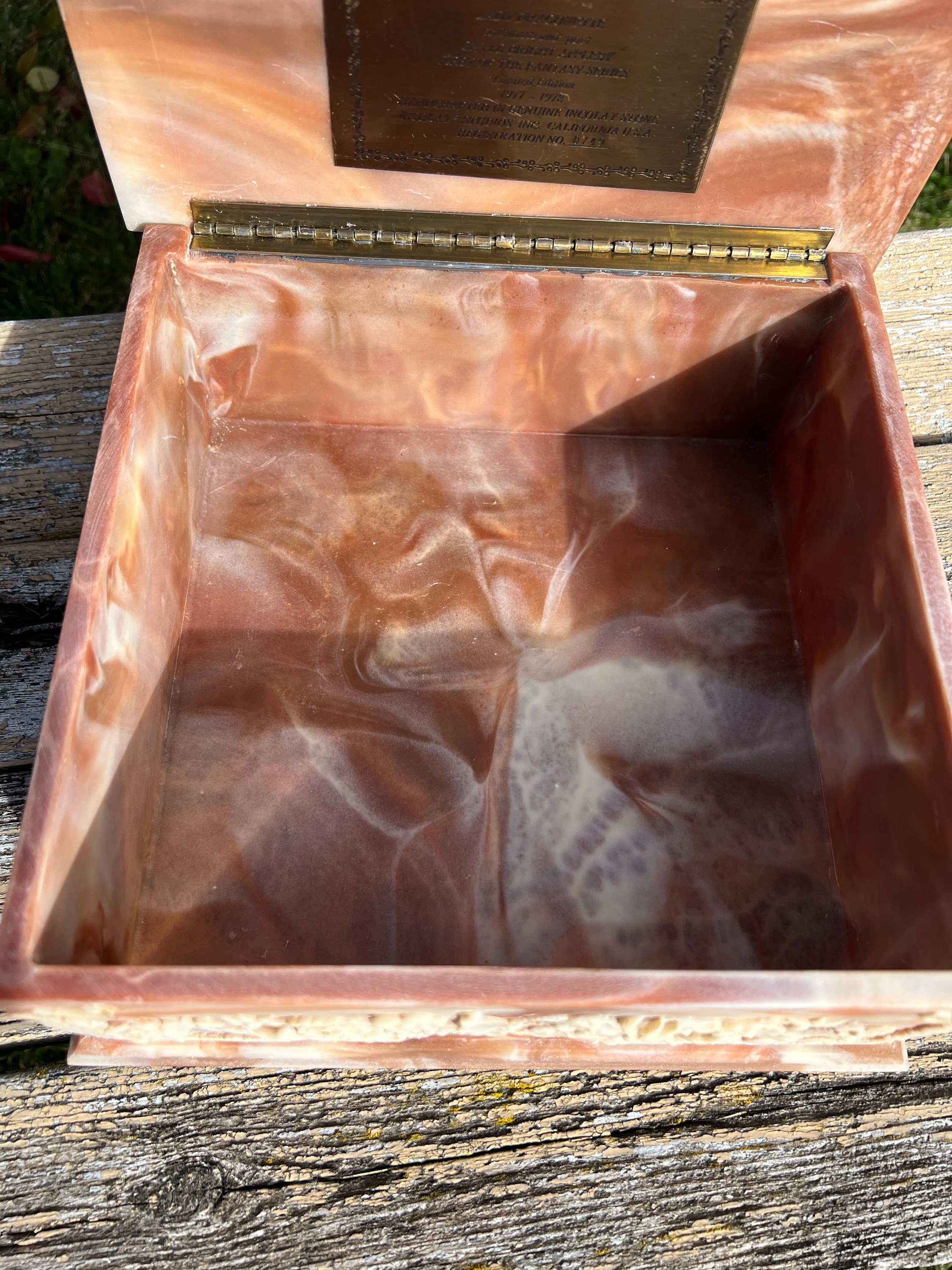 INCOLAY STONE　 ジュエリーボックス Vintage Genuine Incolay Stone Jewelry Trinket Box Cherubs