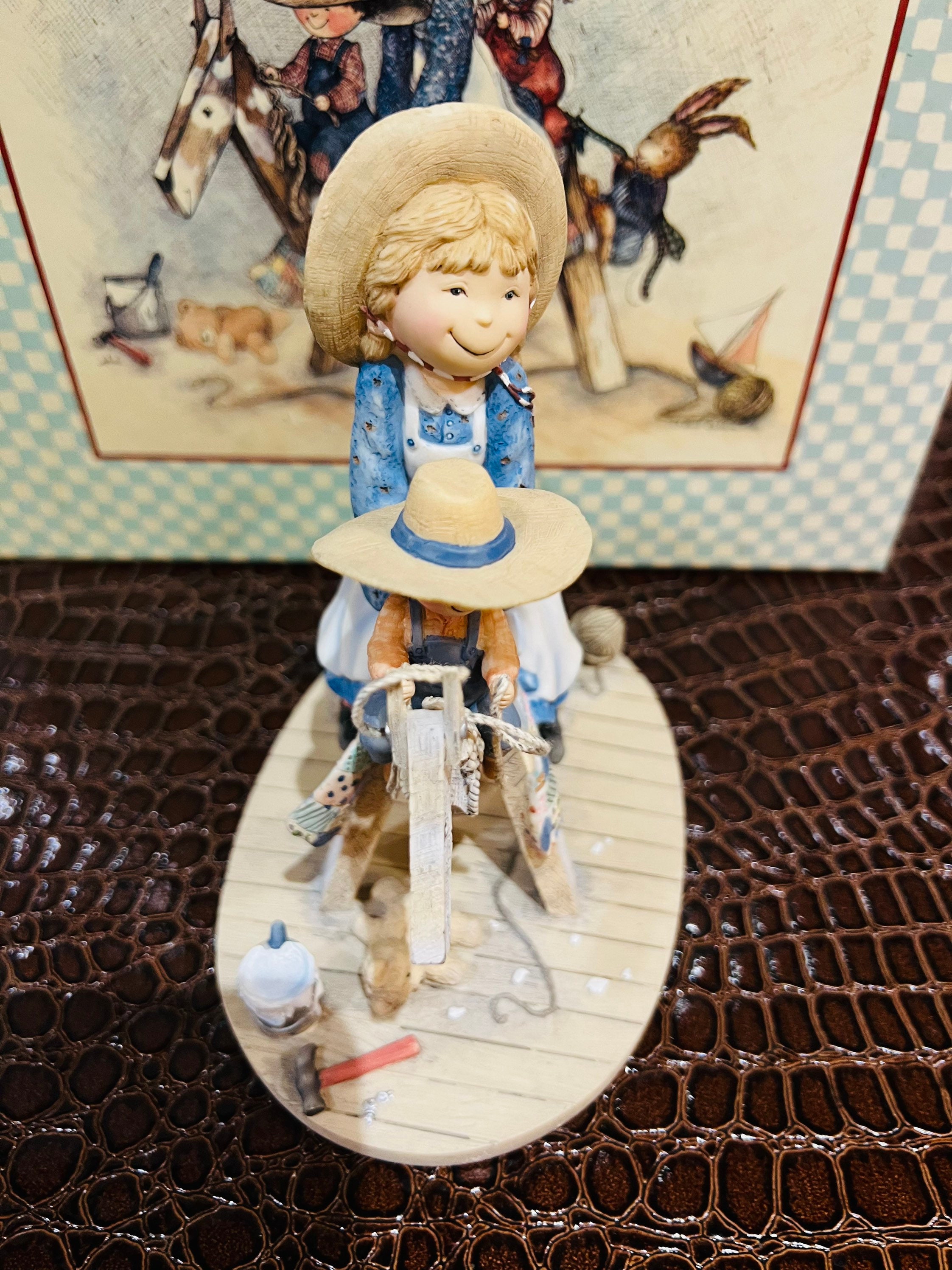 Special Friends Sawhorse Ride First Edition Sherri Buck Baldwin Lang Figurines Kids Playing Mothers Day Gifts Easter Gifts Home Decor Bunny