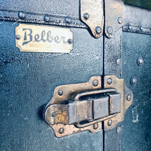 Belber Wardrobe Trunk Antique Steamer Suitcase Industrial Home Decor Coffee Table Storage Trunks Black Wedding Drink Station