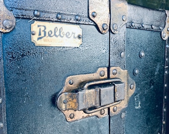 Belber Wardrobe Trunk Antique Steamer Suitcase Industrial Home Decor Coffee Table Storage Trunks Black Wedding Drink Station
