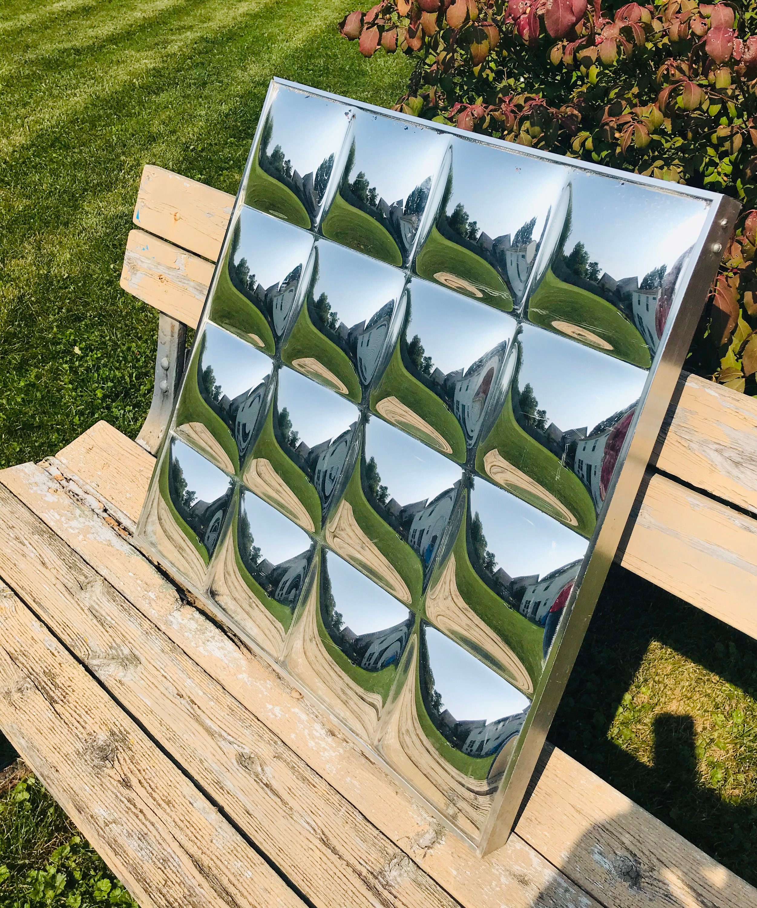 Mod Mirrored Graphic Panels Titled Bubbles- a Pair