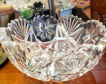 American Brilliant 8 Inch Bowl Geometric Star Wheat Sheaves Cut Crystal Bowls Wedding Decor Wedding Gifts Christmas Scalloped Sawtooth ABP