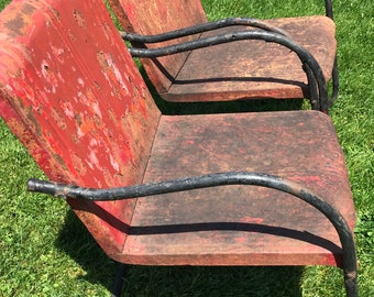 Cleveland Outdoor Welding Metal Chairs Pre WWll Lawn Welding Chair Chippy  Paint Decor Vintage Rustic Cabin Lakehouse Rusty